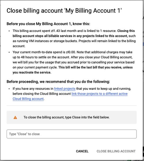 Disable project billing